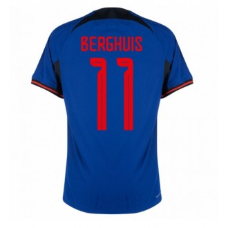 Herren Fußballbekleidung Niederlande Steven Berghuis #11 Auswärtstrikot WM 2022 Kurzarm